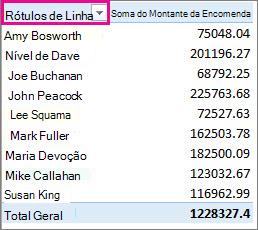 Filtro de Etiqueta de Linha