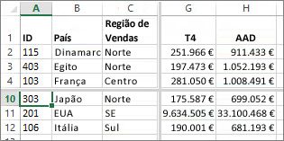 Dividir linhas e colunas