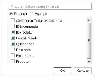 Selecionar nomes de colunas