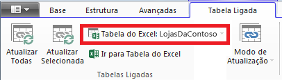 Friso ligado que indica a tabela Excel