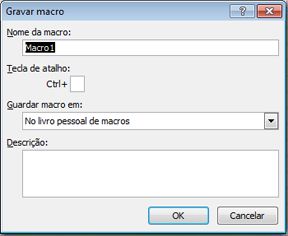Caixa de diálogo Gravar Macro