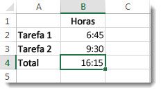 Adição do tempo de duas tarefas