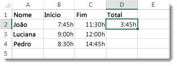 Um tempo subtraído de outro para obter o tempo decorrido