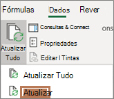 Rato a apontar para o comando Atualizar no friso