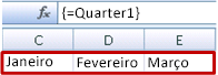 Matriz com nome introduzida como fórmula