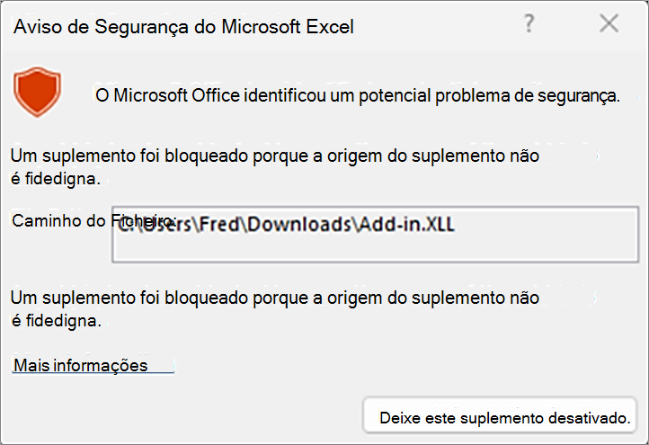 Bloquear o painel XLL