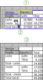 Exemplo de como alterar o esquema de um relatório de Tabela Dinâmica