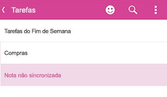 Uma nota não sequenciada no OneNote para Android