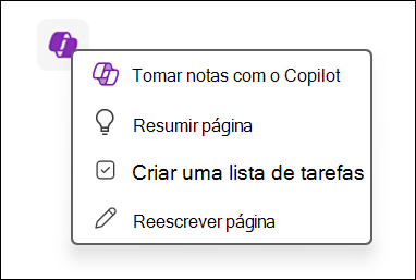 Aceder à funcionalidade Copilot na tela no OneNote