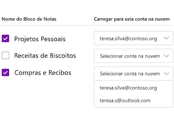 Carregar blocos de notas para uma conta na nuvem