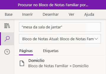 Procurar uma expressão no OneNote para Windows 10