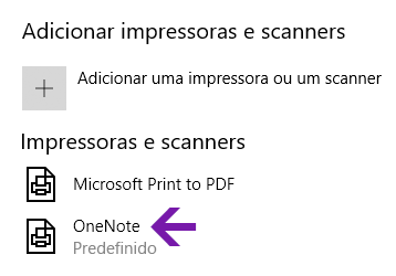Menu de seleção da localização do bloco de notas no OneNote para Windows 10