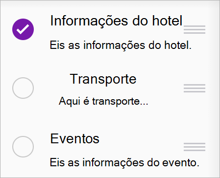 Selecione a página que pretende mover ou copiar para outra secção