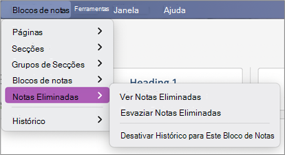 Notas Eliminadas de Blocos > de Notas > Ver Notas Eliminadas