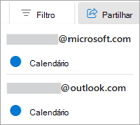 Selecionar partilhar calendário no friso