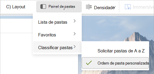 Painel Escolher Pasta, Ordenar pastas, Ordem das pastas personalizadas