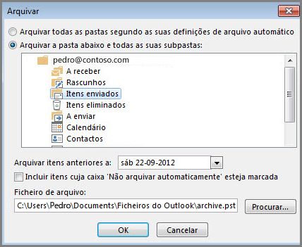 Caixa de diálogo Arquivar