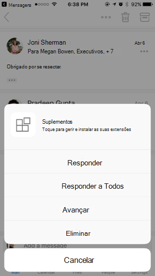 Atuar numa mensagem