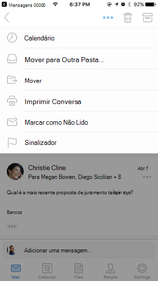Atuar numa mensagem