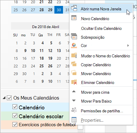 Clique em Abrir numa Nova Janela no menu de contexto