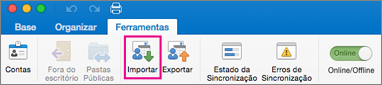 No separador Ferramentas, clique em Importar.