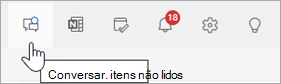 Captura de ecrã do cabeçalho do Outlook com o chat do Teams selecionado
