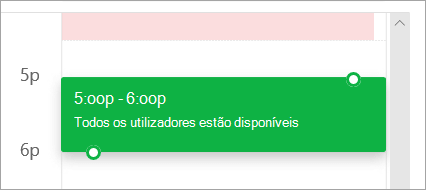 Uma captura de ecrã da grelha de agendamento