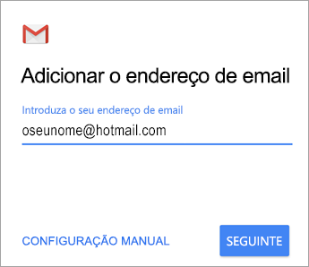 Adicionar o seu endereço de e-mail