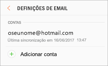 Definições > Adicionar conta