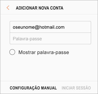 Endereço de e-mail e palavra-passe