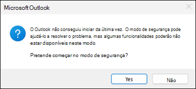 erro clássico do modo de segurança do Outlook