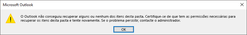 Erro de Recuperação de Itens Eliminados