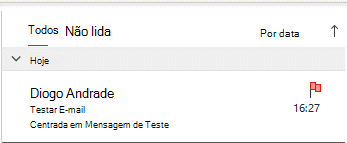Janela itens enviados do Outlook a apresentar e-mails sinalizados