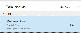 Janela itens enviados do Outlook a apresentar e-mail enviado que já não está sinalizado