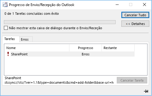 Erro stssync do SharePoint