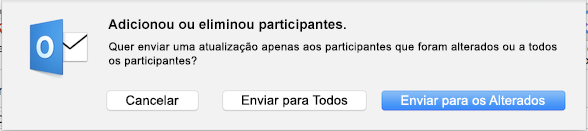 Adicionou ou eliminou participantes.