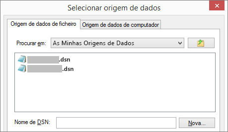 Caixa de diálogo Selecionar Origem de Dados