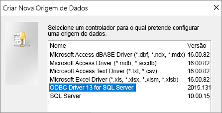 Caixa de diálogo Criar Nova Origem de Dados