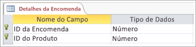 Captura de ecrã da Chave Primária