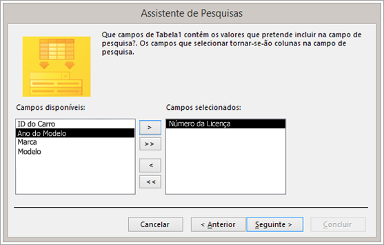 Captura de ecrã do Assistente de Pesquisas