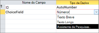 Criar um Campo de Escolha