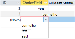 Apresentar a lista de opções a um utilizador