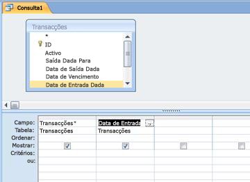 Grelha de estrutura da consulta