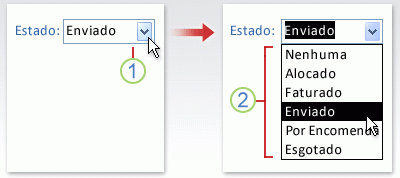 Utilizar uma caixa de combinação (lista pendente)