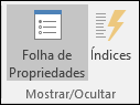 Grupo Mostrar/Ocultar no separador Estrutura no Access
