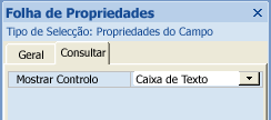 Propriedade Controlo de Visualização na estrutura de consulta