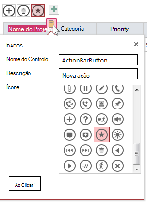 A caixa de diálogo dos dados de uma ação personalizada numa folha de dados Web