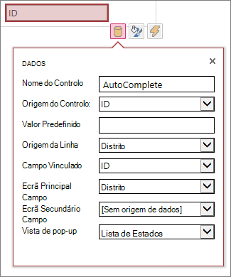 Todas as propriedades disponíveis na caixa de propriedades