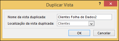 Duplicate view dialog showing name of duplicate box and location for duplicate box.