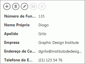 Vista parcial de uma vista de detalhes de funcionário.